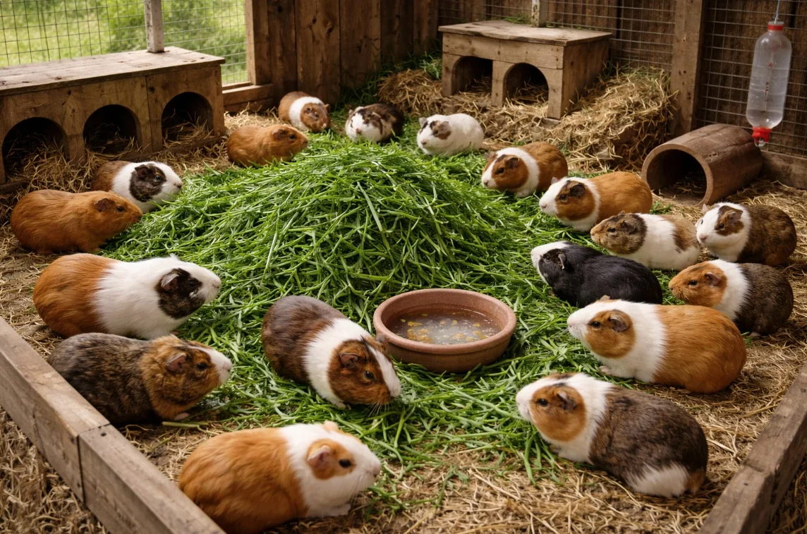 Cuyes alimentados en corral como línea productiva de arranque